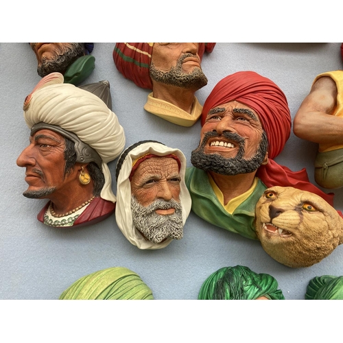 196 - Eleven Bossons chalk ware head wall plaques to include 1967 Pathan, 1963 Deccan Hunter, 1964 Punjabi... 