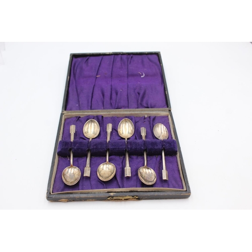 Six cased vintage Marson & Jones hallmarked Birmingham silver teaspoons ...