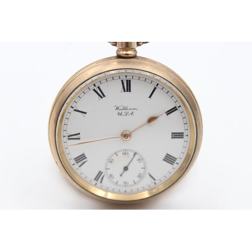 1347 - A vintage rolled gold open face cased pocket watch