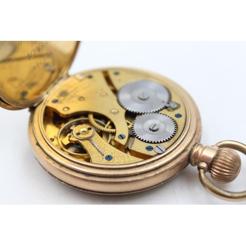 1347 - A vintage rolled gold open face cased pocket watch