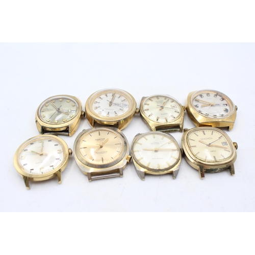 1352 - Eight vintage men's wristwatch heads to include Diantus, Timex etc.