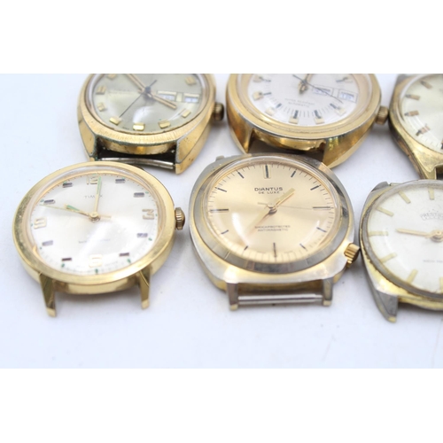 1352 - Eight vintage men's wristwatch heads to include Diantus, Timex etc.