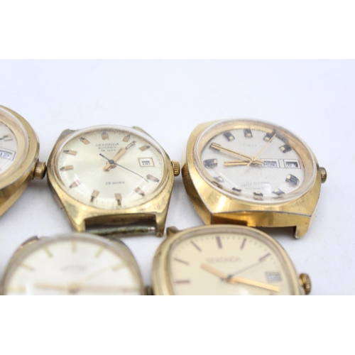 1352 - Eight vintage men's wristwatch heads to include Diantus, Timex etc.