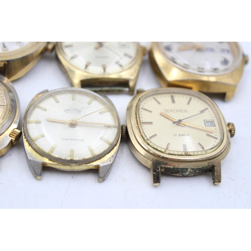 1352 - Eight vintage men's wristwatch heads to include Diantus, Timex etc.