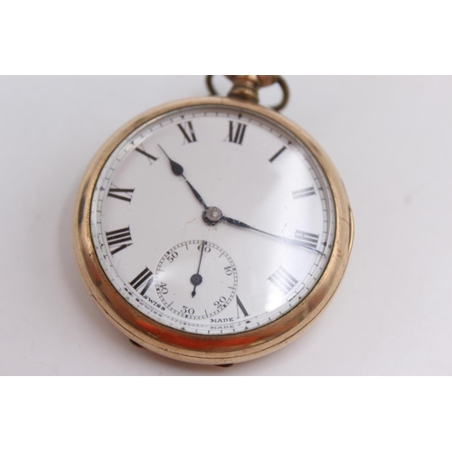 1357 - A vintage mechanical open faced watch with Swiss made 15 jewel movement