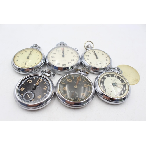 1358 - Six vintage mechanical pocket/stop watches to include Smiths, Ingersoll etc.