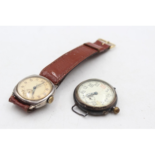 1365 - Two vintage .925 silver mechanical men's wristwatches comprising Smiths Deluxe and officers trench w... 