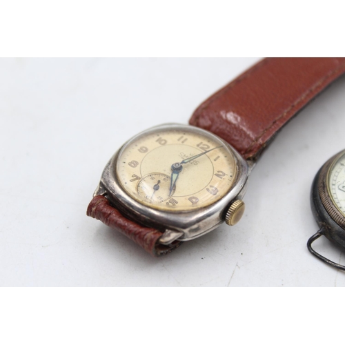 1365 - Two vintage .925 silver mechanical men's wristwatches comprising Smiths Deluxe and officers trench w... 