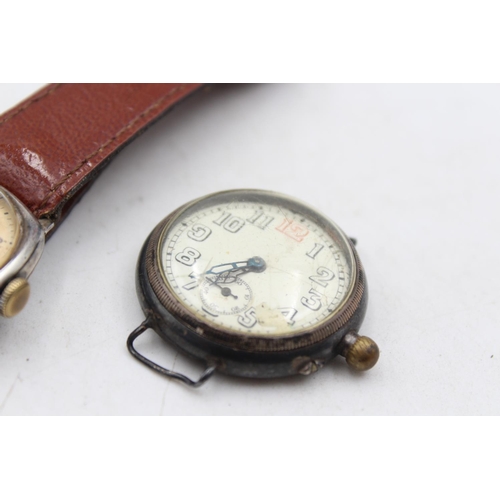 1365 - Two vintage .925 silver mechanical men's wristwatches comprising Smiths Deluxe and officers trench w... 