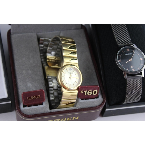 1366 - Six boxed quartz women's wristwatches to include Citizen, Gruen, Ingersoll Gems etc.