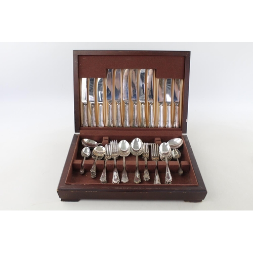 241 - A cased vintage fifty piece Sheffield silver plated Dubarry pattern cutlery set