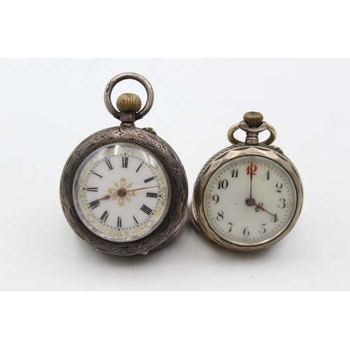 1342 - Two vintage .925 and .800 silver cased fob watches