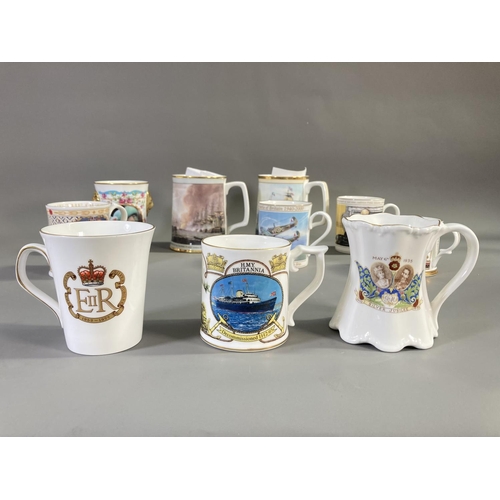162 - Ten ceramic commemorative mugs to include Royal Doulton Nelson's Victories The Battle of Trafalgar l... 