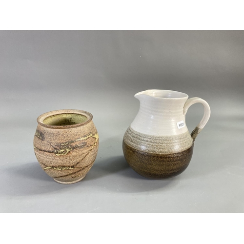 163 - A collection of studio pottery to include 1970s Gretel Shapiro 18cm jug, Carol Daw 9cm vase, Poole P... 