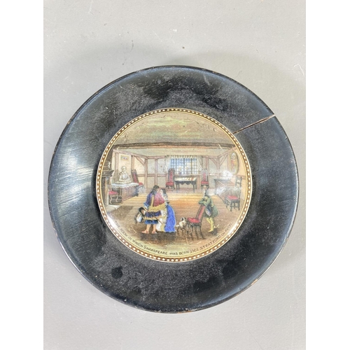 167 - Three 19th century framed Pratt ware pot lids to include The Master of the Hounds, The Room in Which... 