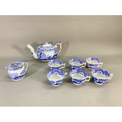 173 - Thirteen pieces of Spode Italian china, six cups, five saucers, milk jug and teapot