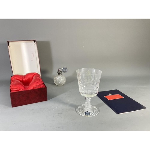 178 - Two pieces of glassware, one boxed Stuart The Queen Mother's 90th Birthday limited edition of 500 co... 