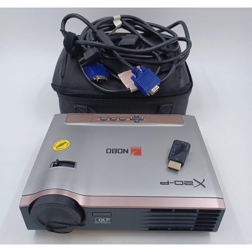 445 - A cased Texas Instruments Acco Nobo X20P digital DLP projector with cables