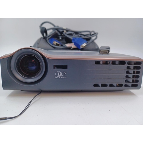 445 - A cased Texas Instruments Acco Nobo X20P digital DLP projector with cables