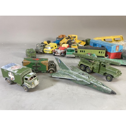 260D - A collection of assorted vintage diecast model vehicles to include Dinky tank transporter, Matchbox ... 