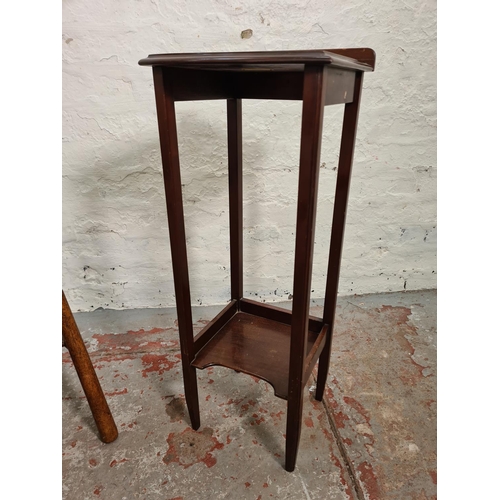 108 - Three pieces of furniture, one early 20th century John Taylor & Son mahogany two tier side table, on... 