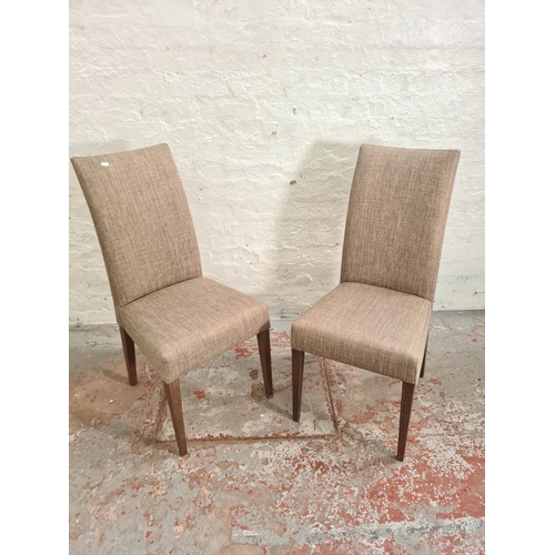 15 - A pair of modern grey upholstered dining chairs with oak supports