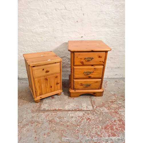 36 - Two modern pine bedside cabinets, one Schriber three drawer - approx. 76cm high x 54cm wide x 49cm a... 