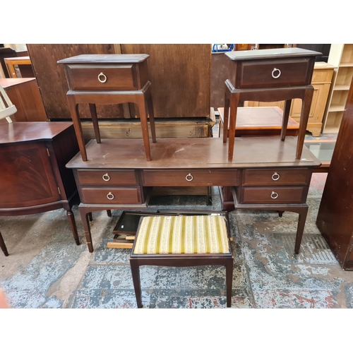 69 - Three pieces of Stag Minstrel mahogany furniture, two bedside cabinets - approx. 58cm high x 44cm wi... 