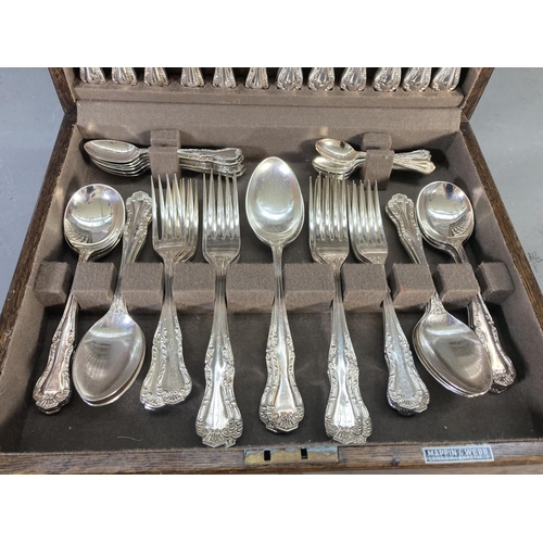 227 - A Mappin & Webb oak cased 51 piece canteen of cutlery