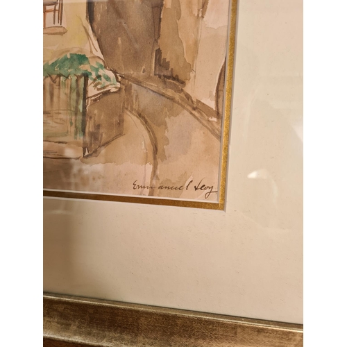 128 - A framed watercolour titled Houses in Manchester by Emmanuel Levy (1900-1986) - approx. 57cm wide x ... 