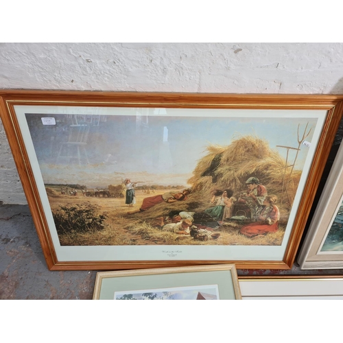 149A - Six framed prints to include Picking Flowers by George Turner, K Melling pencil signed etc.