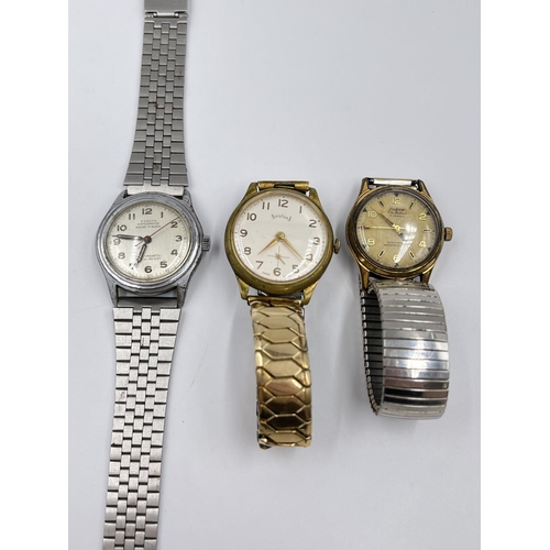 1375 - Three vintage mechanical wristwatches comprising Andrew The Hatton 17 jewels, Services and Exacto An... 