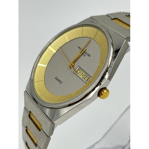 1378 - A cased Favre-Leuba Genève quartz 34mm wristwatch - ref. 5900-53 with warranty card