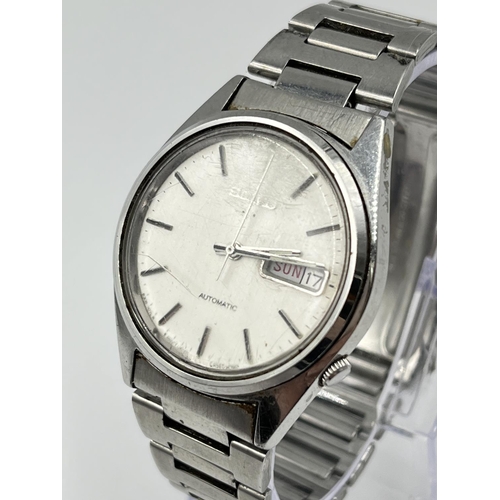 1386 - A Seiko automatic day date 35mm men's wristwatch - ref. 6309-7150