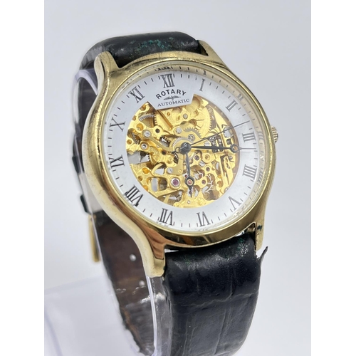 1389 - A Rotary automatic skeleton 37mm men's wristwatch - model 03071