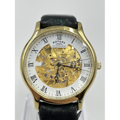 1389 - A Rotary automatic skeleton 37mm men's wristwatch - model 03071