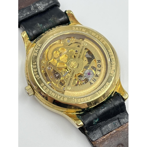 1389 - A Rotary automatic skeleton 37mm men's wristwatch - model 03071