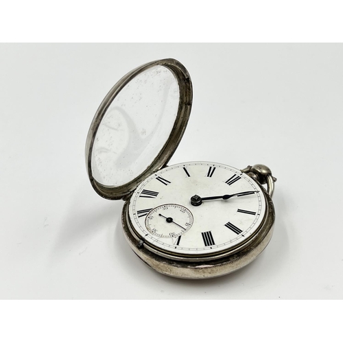 1333 - A Victorian hallmarked London sterling silver open face key wind pocket watch by Joseph Hirst, dated... 