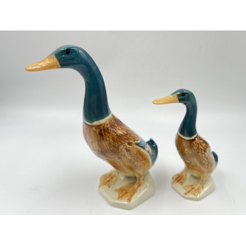 1322 - Four ceramic figurines, Beswick standing mallard duck 756-1, Beswick standing mallard duck 756-2, Ro... 