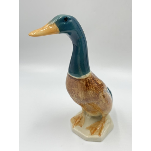 1322 - Four ceramic figurines, Beswick standing mallard duck 756-1, Beswick standing mallard duck 756-2, Ro... 