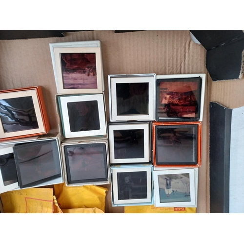 444 - Three boxes containing, boxed Boots 4000 TL slide viewer, large collection of slides, boxed colour t... 