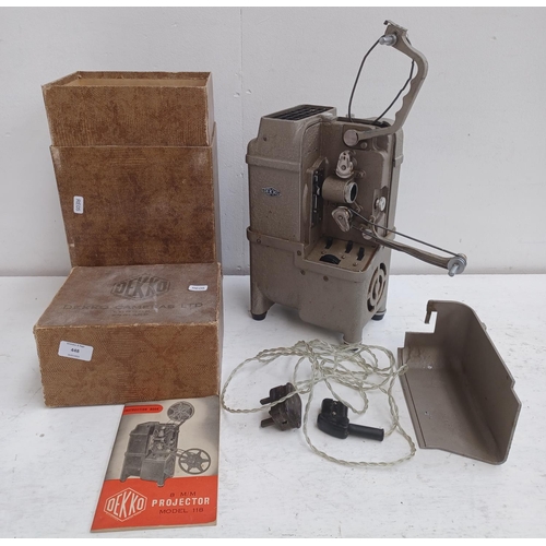 448 - A boxed Dekko Cameras Ltd. model 118 8mm projector with instruction manual