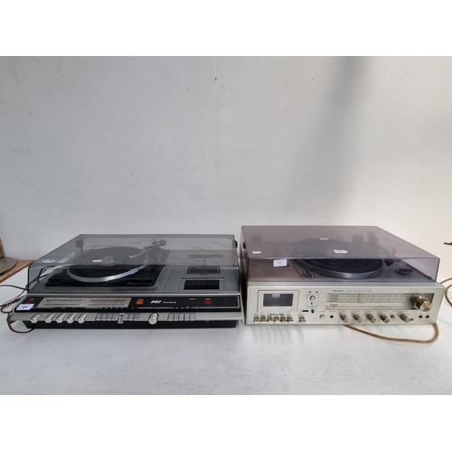 451 - Two vintage stereo music centres, one Sharp SG-220E comprising two speed turntable, cassette deck an... 