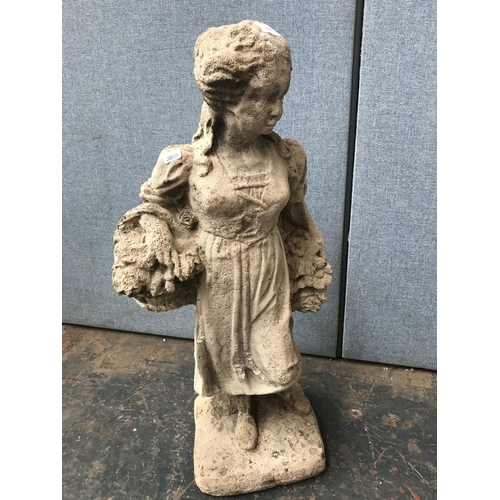 675 - Two cast stone lady garden statues - largest approx. 74cm high