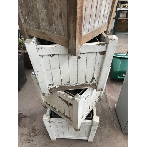 684 - Nine white painted wooden garden planters with galvanised twin handled liners - approx. 39cm high x ... 