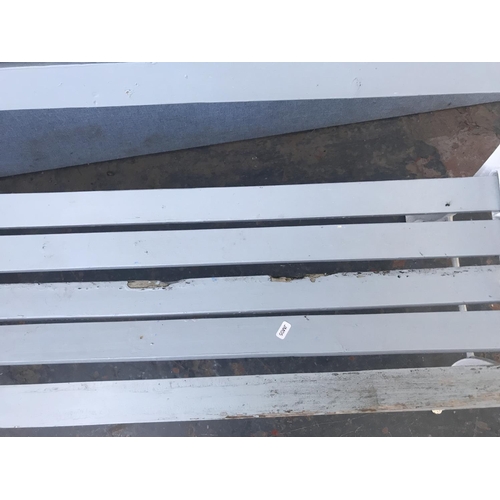 692 - Two cast metal and wooden slatted garden benches