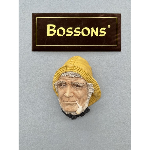132 - A boxed 1995 Bossons Helmsman hand painted chalkware head wall plaque