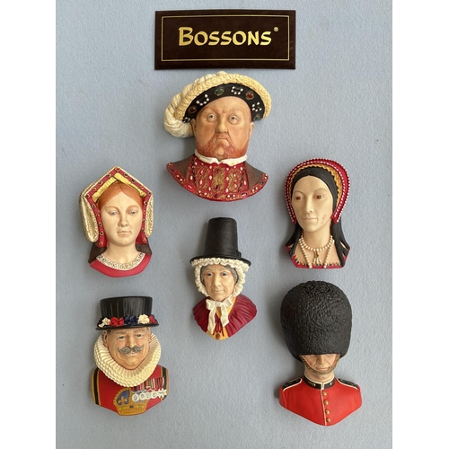123 - Six Bossons Regal and Traditional Collection hand painted chalkware head wall plaques comprising Hen... 
