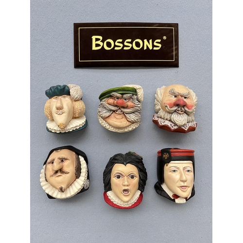 119 - Six boxed Bossons Shakespeare Collection hand painted chalkware head wall plaques comprising Portia,... 
