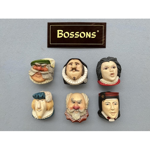 118 - Six boxed Bossons Shakespeare Collection hand painted chalkware head wall plaques comprising Portia,... 